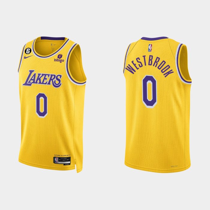 Los Angeles Lakers #0 Russell Westbrook Icon Edition Gold Jersey 2022-23
