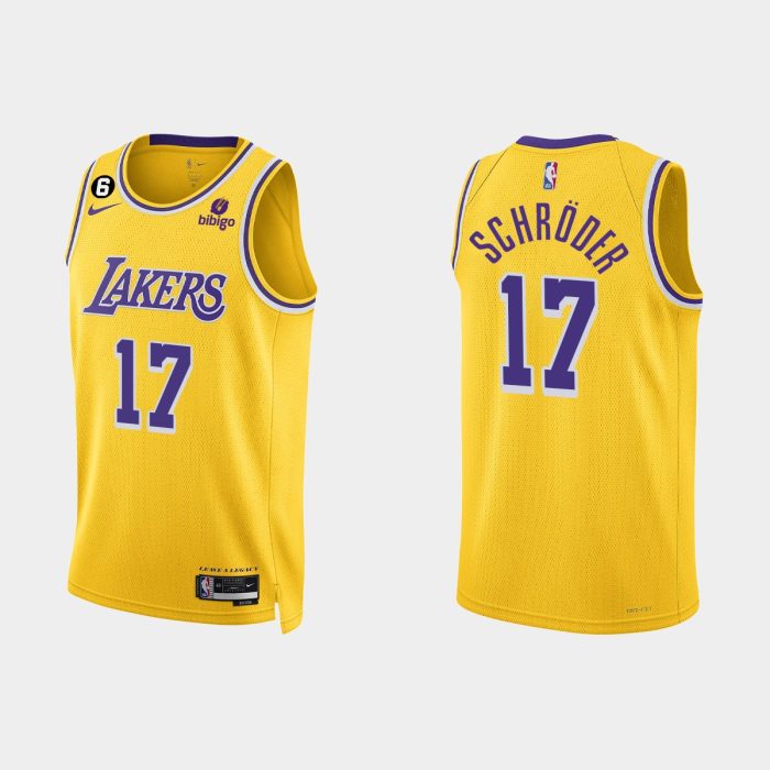 Los Angeles Lakers #17 Dennis Schroder Icon Edition Gold Jersey 2022-23