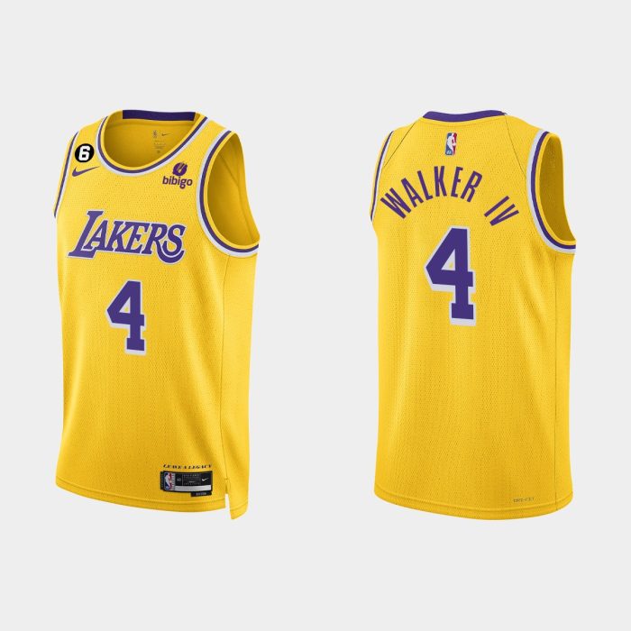 Los Angeles Lakers #4 Lonnie Walker IV Icon Edition Gold Jersey 2022-23