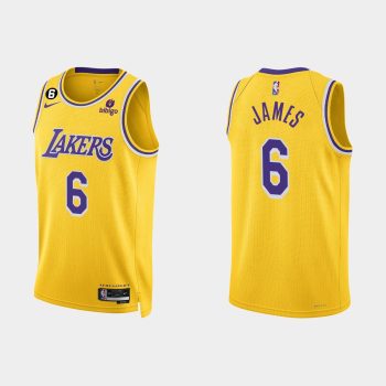 Los Angeles Lakers #6 LeBron James Icon Edition Gold Jersey 2022-23