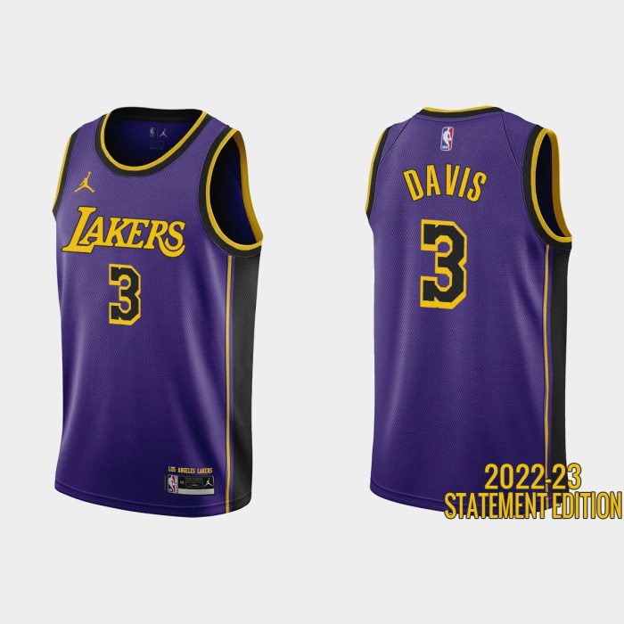 Los Angeles Lakers Anthony Davis #3 Purple 2022-23 Statement Edition Jersey