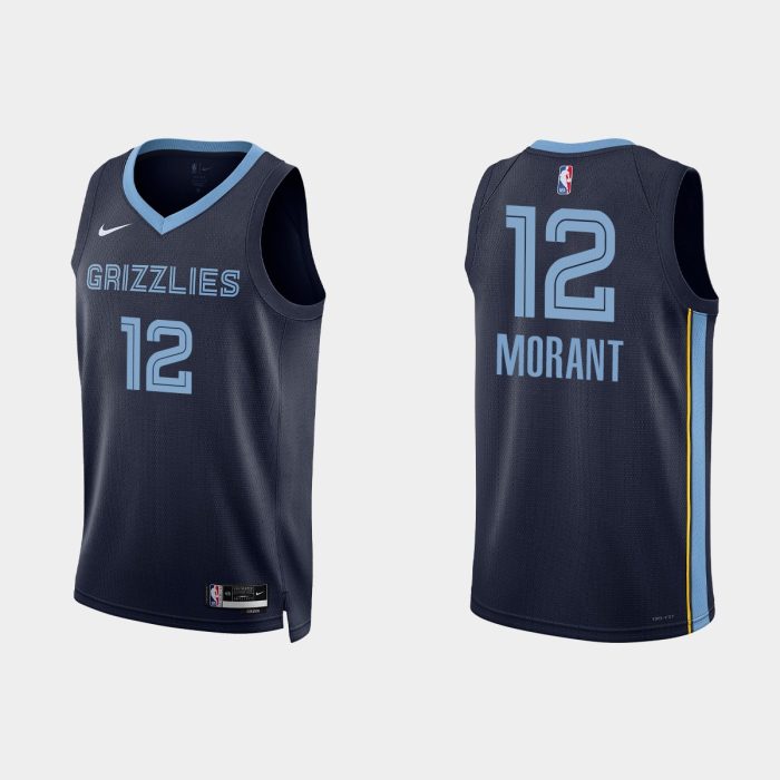 Memphis Grizzlies #12 Ja Morant Icon Edition Navy Jersey 2022-23 ...