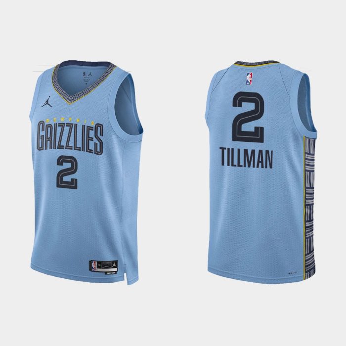 Memphis Grizzlies #2 Xavier Tillman Statement Edition Light Blue Jersey 2022-23