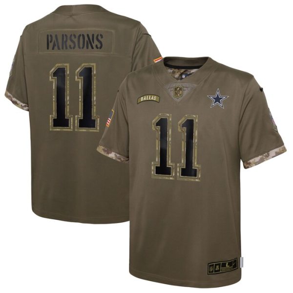 Micah Parsons Dallas Cowboys Youth 2022 Salute To Service Player Limited Jersey - Olive
