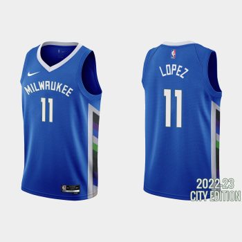 Milwaukee Bucks #11 Brook Lopez 2022-23 City Edition Blue Jersey