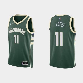 Milwaukee Bucks #11 Brook Lopez Icon Edition Hunter Green Jersey 2022-23