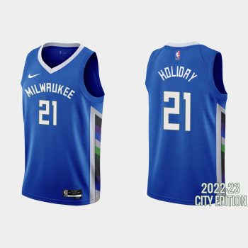 Milwaukee Bucks #21 Jrue Holiday 2022-23 City Edition Blue Jersey