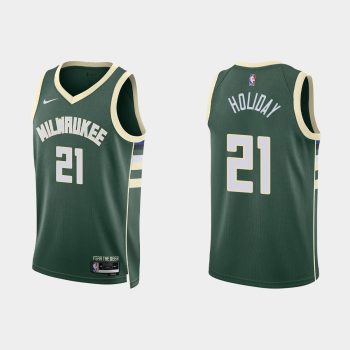 Milwaukee Bucks #21 Jrue Holiday Icon Edition Hunter Green Jersey 2022-23