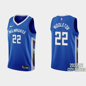 Milwaukee Bucks #22 Khris Middleton 2022-23 City Edition Blue Jersey