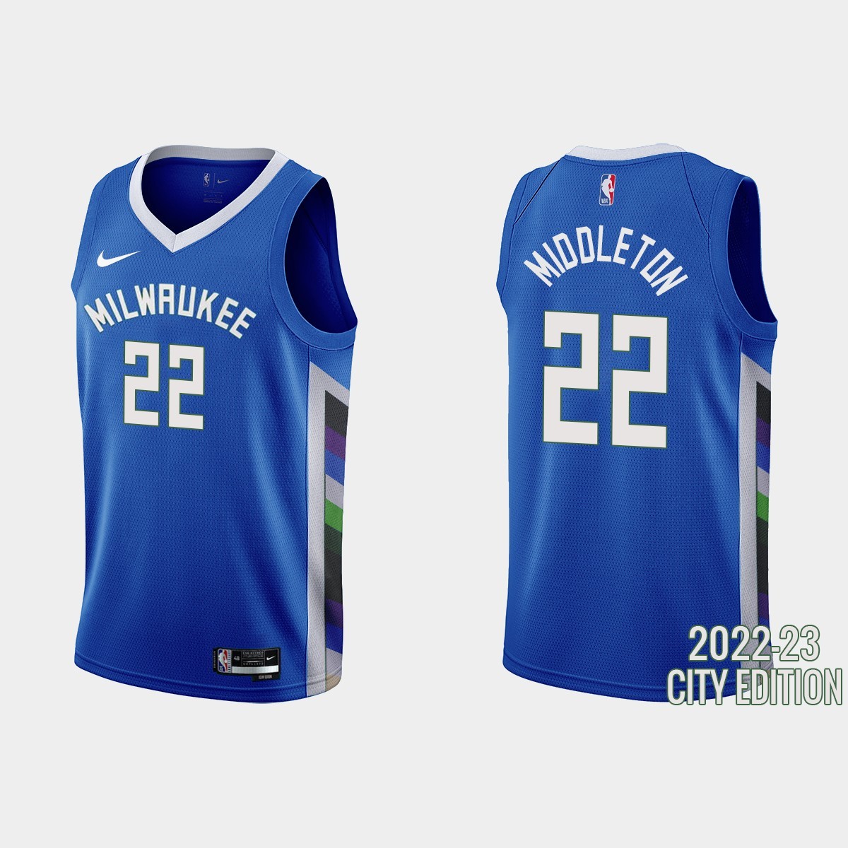 Milwaukee Bucks #22 Khris Middleton 2022-23 City Edition Blue Jersey ...