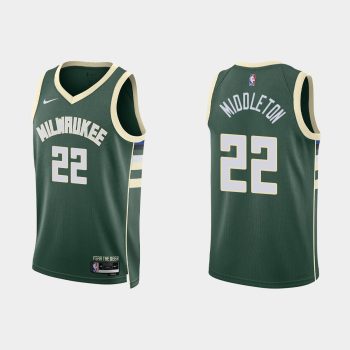 Milwaukee Bucks #22 Khris Middleton Icon Edition Hunter Green Jersey 2022-23