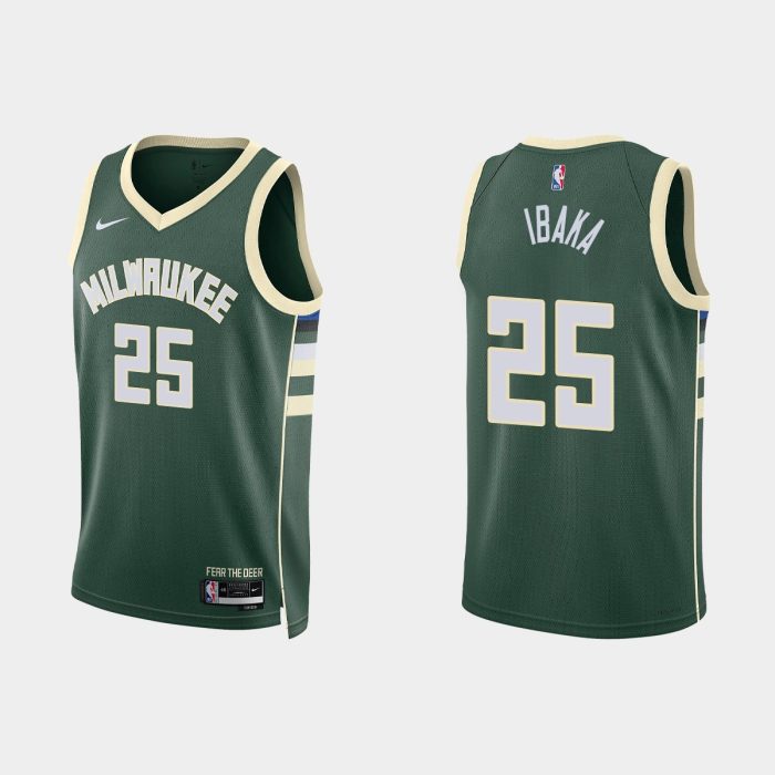 Milwaukee Bucks #25 Serge Ibaka Icon Edition Hunter Green Jersey 2022-23