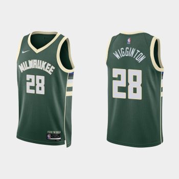 Milwaukee Bucks #28 Lindell Wigginton Icon Edition Hunter Green Jersey 2022-23