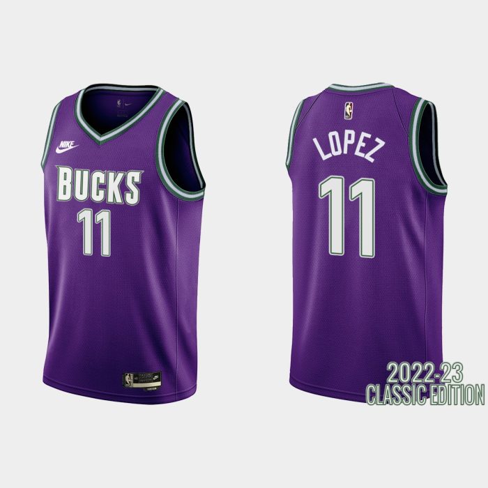 Milwaukee Bucks Brook Lopez #11 2022-23 Classic Edition Purple Jersey