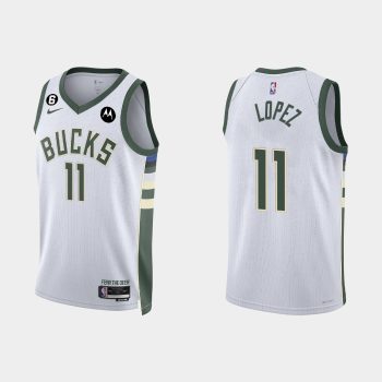 Milwaukee Bucks Brook Lopez #11 Association Edition White Jersey