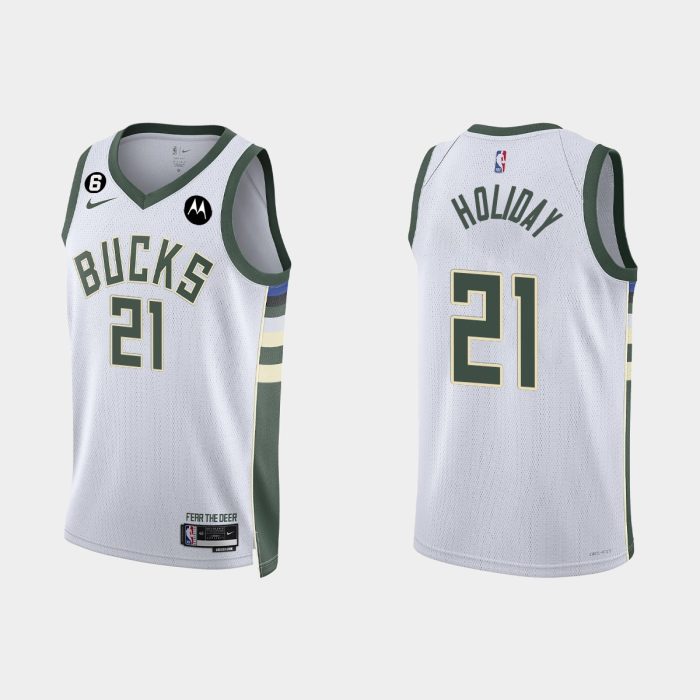 Milwaukee Bucks Jrue Holiday #21 Association Edition White Jersey