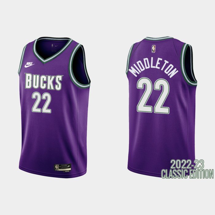 Milwaukee Bucks Khris Middleton #22 2022-23 Classic Edition Purple Jersey