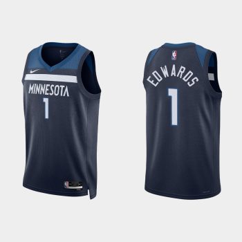 Minnesota Timberwolves #1 Anthony Edwards Icon Edition Navy Jersey 2022-23