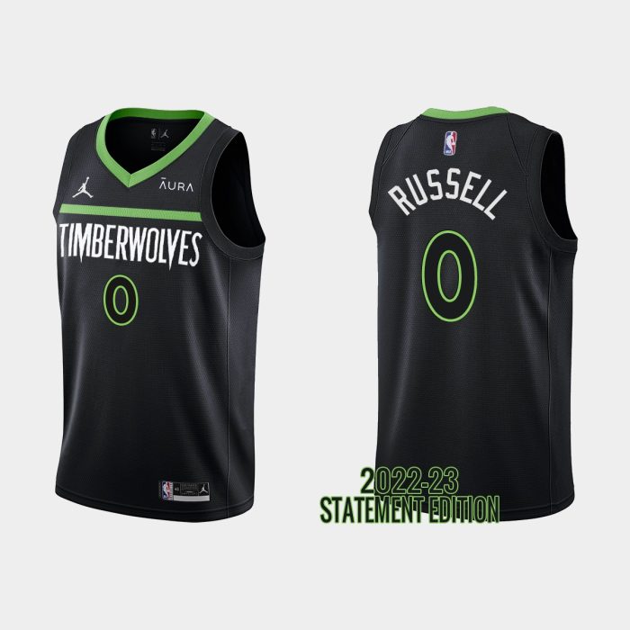 Minnesota Timberwolves D'Angelo Russell #0 Black 2022-23 Statement Edition Jersey