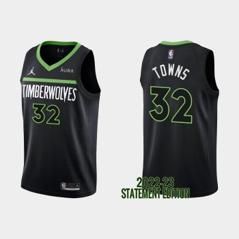 Minnesota Timberwolves Karl-Anthony Towns #32 Black 2022-23 Statement Edition Jersey