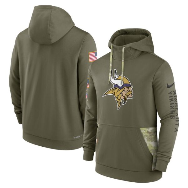 Minnesota Vikings 2022 Salute to Service Therma Performance Pullover Hoodie - Olive