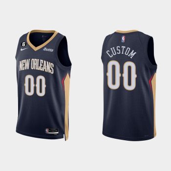 New Orleans Pelicans #00 Custom Icon Edition Navy Jersey 2022-23