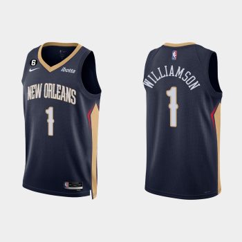 New Orleans Pelicans #1 Zion Williamson Icon Edition Navy Jersey 2022-23