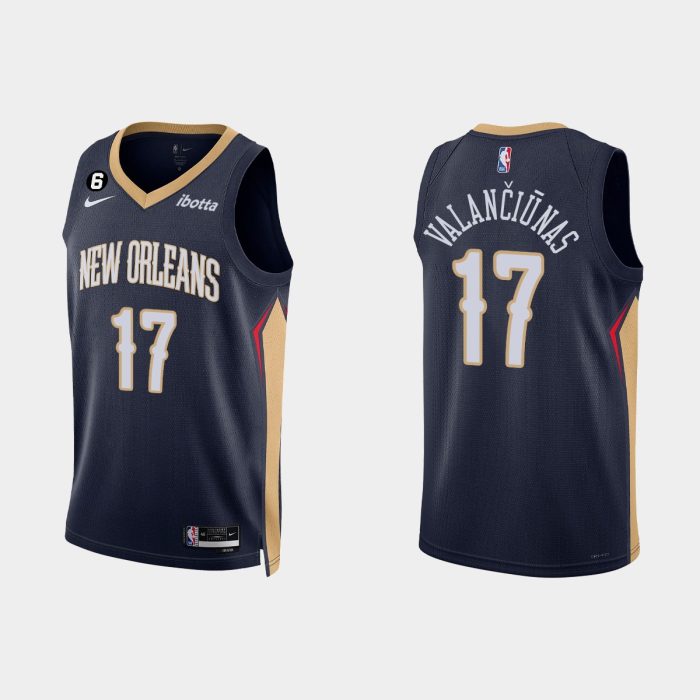 New Orleans Pelicans #17 Jonas Valanciunas Icon Edition Navy Jersey 2022-23