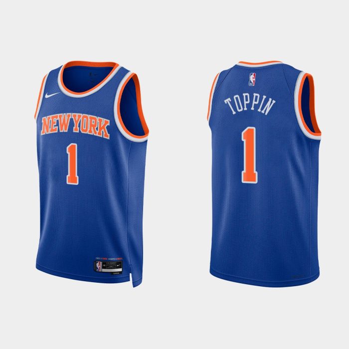 New York Knicks #1 Obi Toppin 2022-23 Icon Edition Royal Jersey