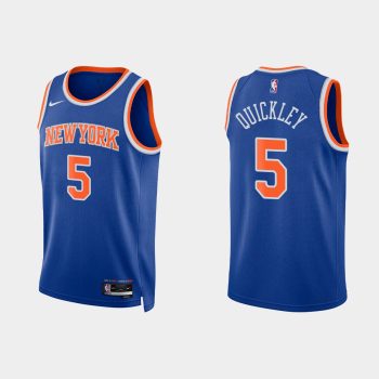 New York Knicks #5 Immanuel Quickley 2022-23 Icon Edition Royal Jersey