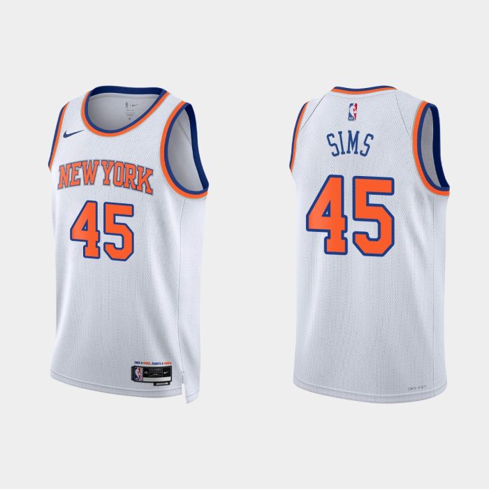 New York Knicks Jericho Sims #45 2022-23 Association Edition White Jersey Swingman