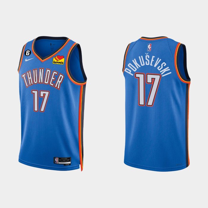 Oklahoma City Thunder #17 Aleksej Pokusevski Icon Edition White Jersey 2022-23