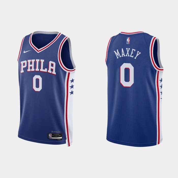 Philadelphia 76ers #0 Tyrese Maxey Icon Edition Royal Jersey 2022-23