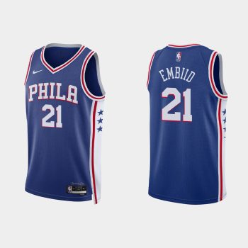Philadelphia 76ers #21 Joel Embiid Icon Edition Royal Jersey 2022-23