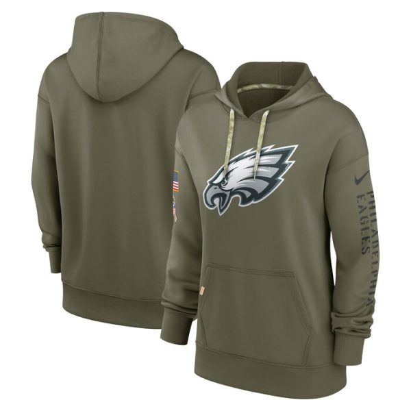 Philadelphia Eagles Women 2022 Salute To Service Performance Pullover Hoodie - Olive