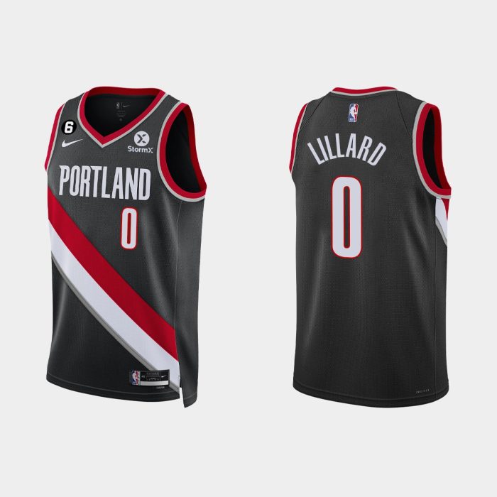 Portland Trail Blazers #0 Damian Lillard Icon Edition Black Jersey 2022-23