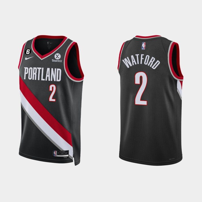 Portland Trail Blazers #2 Trendon Watford Icon Edition Black Jersey 2022-23