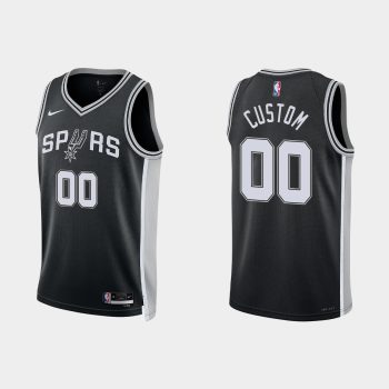 San Antonio Spurs #00 Custom Icon Edition Black Jersey 2022-23