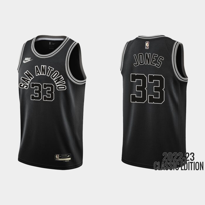 San Antonio Spurs Tre Jones #33 2022-23 Classic Edition Black Jersey