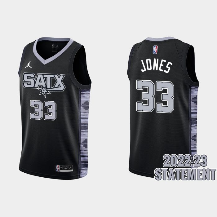 San Antonio Spurs Tre Jones #33 Black 2022-23 Statement Edition Jersey