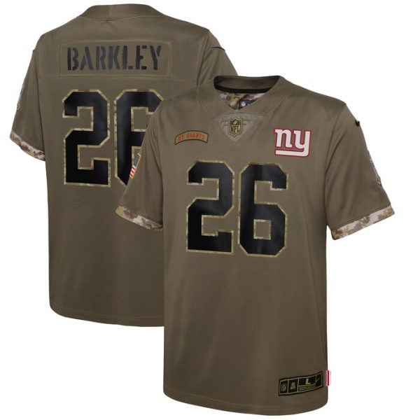 Saquon Barkley New York Giants Youth 2022 Salute To Service Player Limited Jersey - Olive