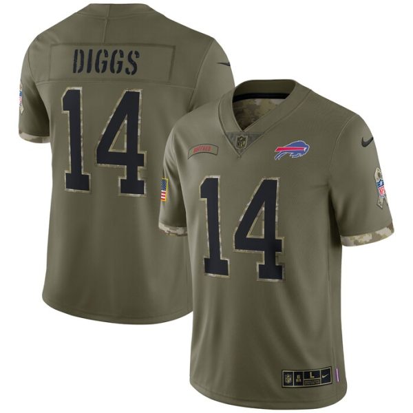 Stefon Diggs Buffalo Bills 2022 Salute To Service Limited Jersey - Olive