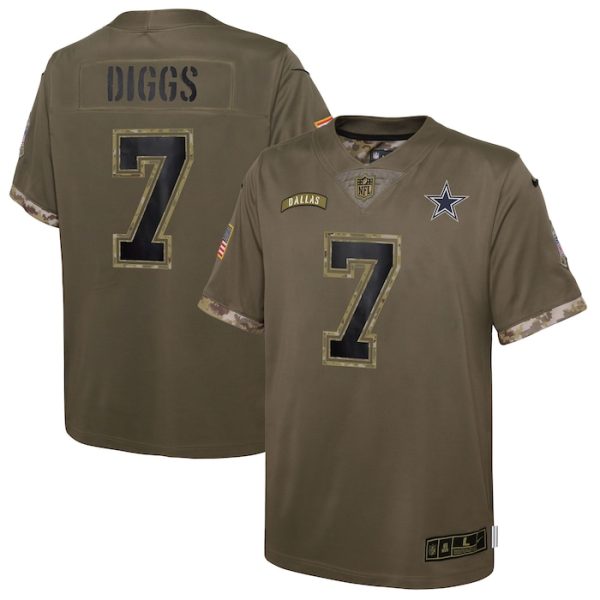 Trevon Diggs Dallas Cowboys Youth 2022 Salute To Service Player Limited Jersey - Olive