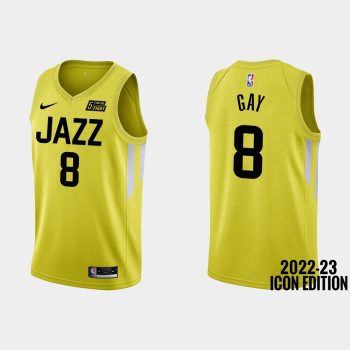 Utah Jazz #8 Rudy Gay 2022-23 Icon Edition Yellow Jersey