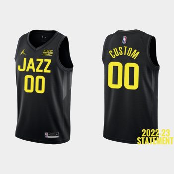 Utah Jazz Custom #00 Black 2022-23 Statement Edition Jersey