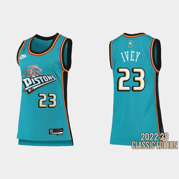 Women Detroit Pistons Jaden Ivey #23 2022-23 Classic Edition Teal Jersey