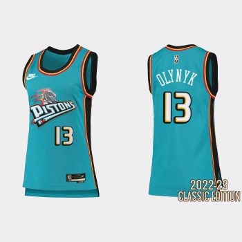 Women Detroit Pistons Kelly Olynyk #13 2022-23 Classic Edition Teal Jersey