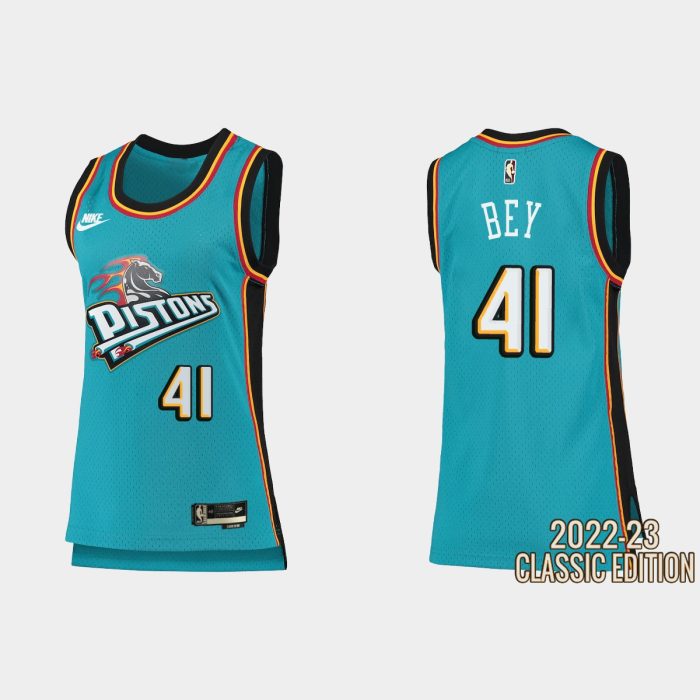 Women Detroit Pistons Saddiq Bey #41 2022-23 Classic Edition Teal Jersey