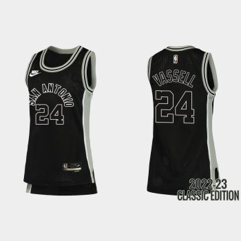 Women San Antonio Spurs Devin Vassell #24 2022-23 Classic Edition Black Jersey