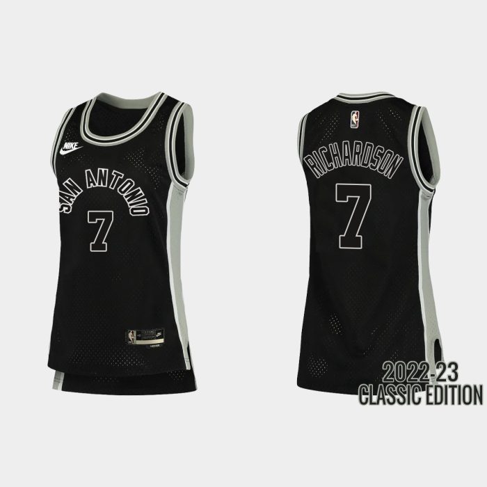 Women San Antonio Spurs Josh Richardson #7 2022-23 Classic Edition Black Jersey